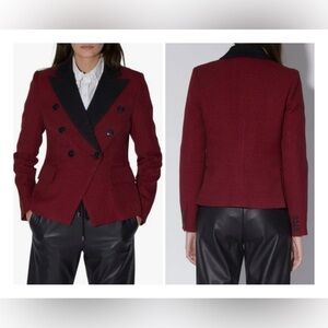 Walter Baker Phelps Burgundy and Black Houndstooth Blazer